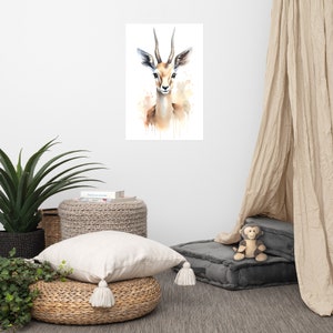 Niedliches Gazelle Poster | Baby Kunst | Kinderzimmer Aquarell Kunst | Entzückende Tier | Kinderzimmer Wandbild