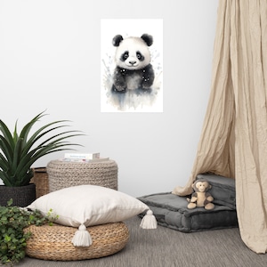 Cute Panda Poster | Baby Art | Nursery Watercolor Art | Adorable Animal | Childrens room Wall art