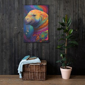 Colorful Manatee Canvas | Manatee Art | Manatee Poster | Art Print | Canvas Print