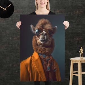 Poster retrò stile anni '80 / Camel / Arte murale anni '80 / Soggiorno / Decorazioni divertenti