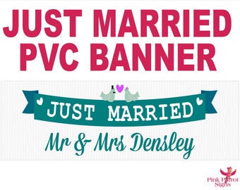 Personalised Just Married Wedding PVC Indoor/Outdoor Banner 4 Sizes