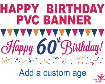 Happy 60th Birthday PVC Indoor/Outdoor Banner 4 Sizes