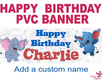 Children's Happy Birthday PVC Indoor/Outdoor Banner 4 Sizes, Personalised Boy