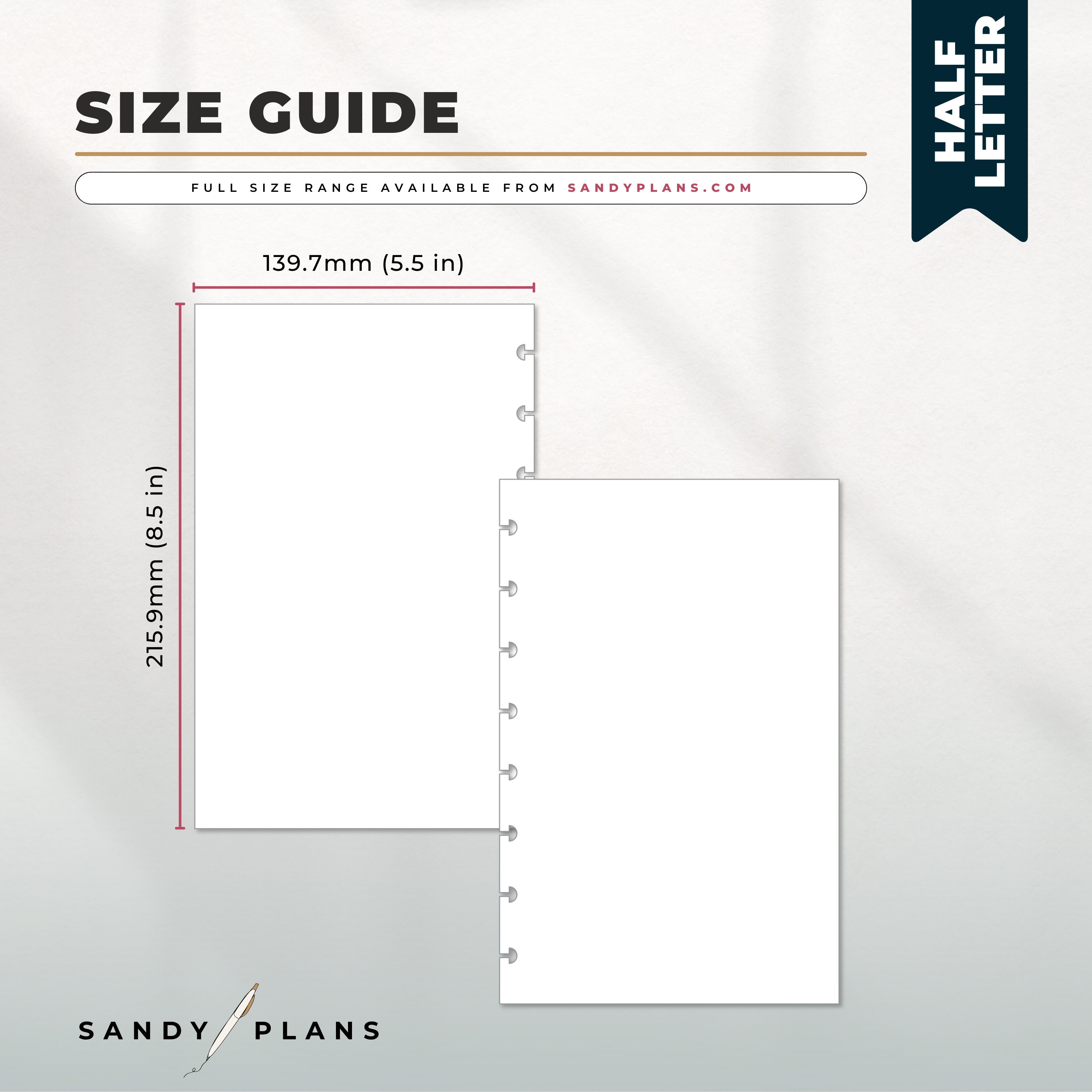 Half Letter Daily Planner Inserts