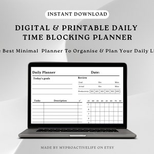Daily Time Blocking | Study Planner | Task Time Management Template | 3 Sizes | For Digital Use on Apps Or Print At Home!