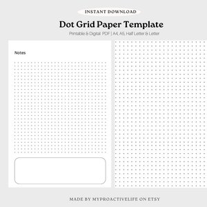 Small Dot Grid Paper Printable | A4/A5/Letter/Half Letter Size | Instant Download PDF