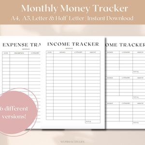 Monatlicher Budget-Tracker | 3 Größen | Bestens geeignet, um Ihr Einkommen und Ihre Ersparnisse im Auge zu behalten