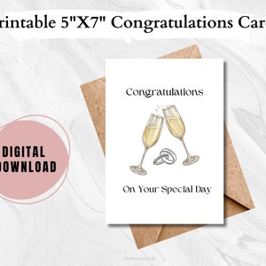 Biglietto di congratulazioni stampabile, Biglietto di congratulazioni stampabile, Congratulazioni, Biglietto, Biglietto 5x7, Busta stampabile