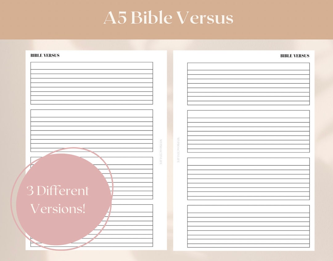 A5 Bible Verses, A5 Printable Planner Inserts, Sermon Scripture Notes ...