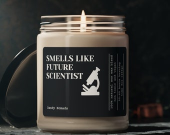 Smells Like Future Scientist Scented Candle, Graduation Gift for Science Students, Chemistry Biology and Biochemistry Graduate Student Gift