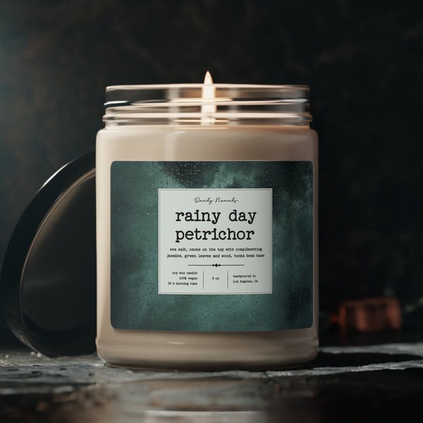 Rainy Day Petrichor Candle, The Smell of Earth After Rain, Gift for Her, Spring Fall Scented Candle, Home Spa Fresh Rain Scent, Aromatherapy