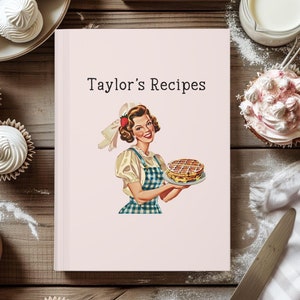 Personalized Recipe Book, Custom Name Recipe Journal, Family Chef Cook Book, Personalized Empty Cookbook Gift for Her Customizable Cook Book