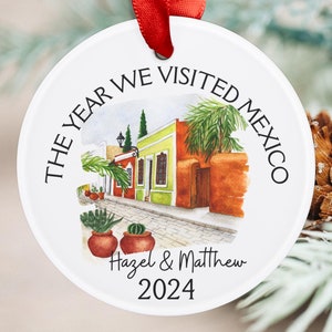 Mexico Ornament, Custom Mexico Trip Keepsake, Anniversary Gift Mexico, Trip Souvenir Mexico, Acrylic Ornament Travel Mexico Christmas