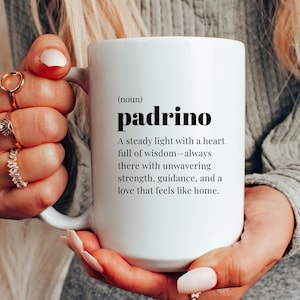 Mug en céramique Padrino, cadeau pour parrain, ensemble mug et sous-verre, cadeau de remerciement Padrino, cadeau d'anniversaire Padrino, Noël parrain espagnol