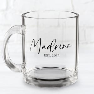 Mug en verre Madrina personnalisé, cadeau pour marraine espagnole, cadeau de baptême, cadeaux Madrina et Padrino, proposition de remerciement pour sa marraine