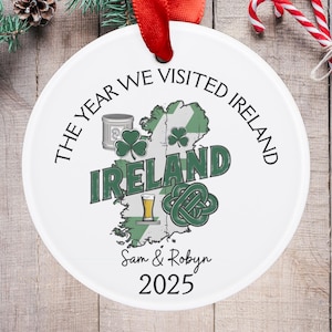 Custom Ireland Ornament Personalized  Ireland Travel Keepsake, Anniversary Gift Ireland Souvenir Ireland Acrylic Ornament, Ireland Christmas
