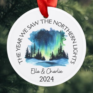 Custom Northern Lights Ornament, Christmas Gift for Couples, Northern Lights Keepsake Personalized Aurora Borealis Ornament Stocking Stuffer