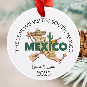 Custom Mezico Ornament Personalized Mexico Travel Keepsake, Anniversary Gift Trip to Mexico Souvenir Acrylic Ornament, Mexico Christmas Gift