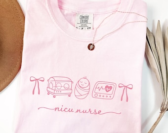 Camiseta de enfermera de la UCIN con colores cómodos, camiseta coqueta de la unidad de cuidados neonatales