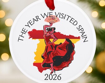 スペインのクリスマスオーナメント、スペイン旅行の記念品、記念日の贈り物、スペイン旅行のお土産、アクリル製オーナメント、カスタムスペイン旅行ギフト