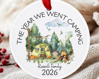 Camping Ornament, Weihnachtsgeschenk für Camping-Enthusiasten, Stocking Stuffer für Camper, Campervan Dekor, Camping Andenken, Acryl Ornament