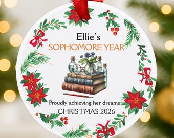 Enfeite de Natal personalizado para o segundo ano da faculdade, lembrança personalizada das festas de fim de ano da faculdade, presente de despedida para estudantes, lembrancinha para o segundo ano da faculdade