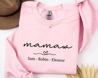 Custom Mamaw Sweatshirt with Grandkids Names, Personalized Gift for Mamaw, Mother's Day Gift for Grandma