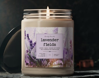 Lavender Fields Scented Candle, Housewarming Party Gift, Relaxing Candle, Gift for Wife, Mother's Day Gift, Flower Candle, Bridesmades Gift