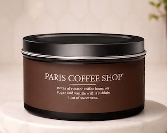 Paris Coffee Shop Tin Candle, Coffee Lover Gift, French Travel Inspired Home Decor