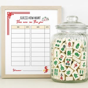 Mahjong Gissa Hur Många, Digital Nedladdning, Utskrivbart Mah Jongg Partyspel Ice Breaker