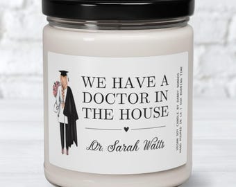Custom Doctor Graduation Gift Personalized Soy Candle, Gift for New Doctor Funny Medical School Graduation Gift for Her Doctor in the House