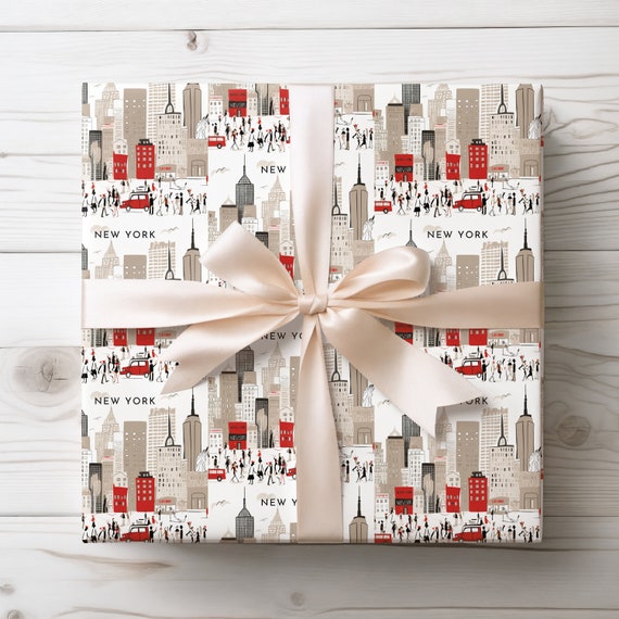 New York Wrapping Paper, NYC Birthday Gift Wrap, Travel Lover Gift Wrapping Paper, NYC Gift Wrap Roll, New York Holiday Gift Wrap Christmas