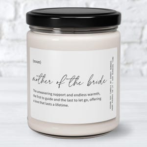 Mother of the Bride Gift, Scented Candle Wedding Gift for Mom of Bride, Parents of the Bride Gift Ideas, Day of Wedding Gift Parent of Bride