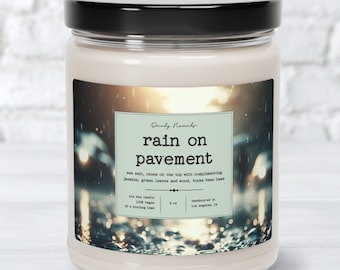 Rain on Pavement Scented Candle, Gift for Nature Lovers, Homebody Gift for Her, Best Friend Birthday Gift Idea, Hostess Gift, Rain Candle