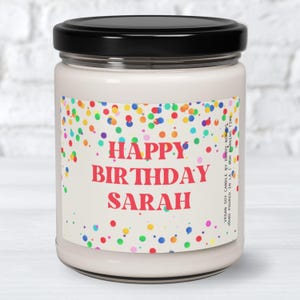 Custom Birthday Scented Candle, Birthday Gift for Her Birthday Party Decor, Teen Girl Birthday Gift Confetti Candle for Her Happy Birthday