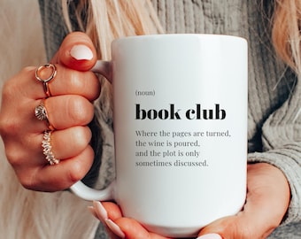 Book Club Mug Funny Gift for Book Club Members, Book Club Definition Coffee Mug with Coaster Book Club Hostess Gift Book Club Christmas Gift