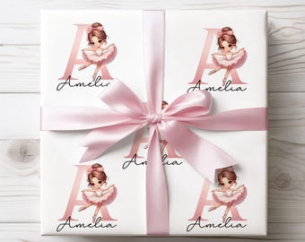 Custom Ballerina Wrapping Paper Personalized Pink Gift Wrap Girl Ballet Gift Wrap Cute Custom Name Birthday Wrapping Paper Christmas Wrapper