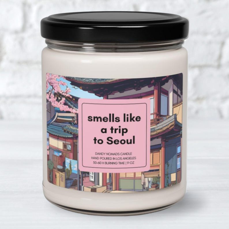Cadeau voyage à Séoul, Bougie parfumée, Décoration d'intérieur sur le thème de la Corée, Souvenir de vacances en Corée du Sud, Destination de voyage surprise : Voyage à Séoul image 1