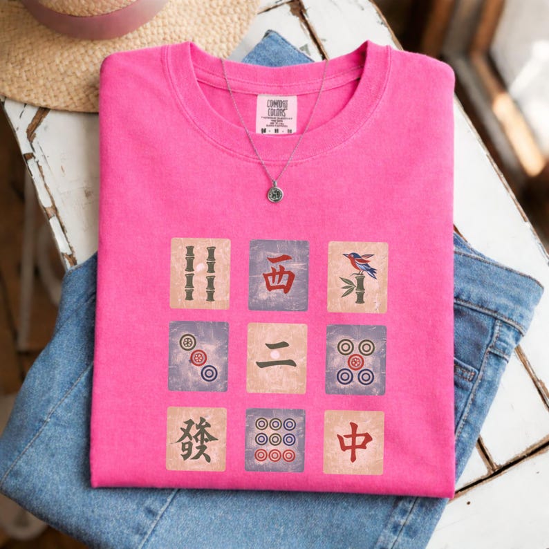 Vintage Mahjong Tiles Shirt, Mah Jongg Tile Art Tee, Retro Mahjong Player Gift, Mahjong Game Night Shirt, Mahjong Lover Graphic Tee Crunchberry