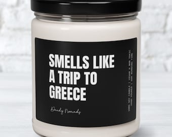 Greece Scented Candle, Greece Home Decoration, Greece Vacation Souvenir, Surprise Trip, Greece Themed Gift, Destination Reveal Gift Greece