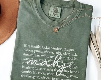 Mahjong Comfort Colors® T-Shirt,  Mahjong Tee, Modern Mahjong Lover Gift, Minimalist Game Night T-Shirt, Cozy Mahjong Top