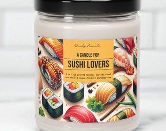 Candle for Sushi Lovers, Sushi Party Decor, Japan Home Decor, Sushi Lovers Gift Idea, Scented Candle, Cute Sushi Gift, Kawaii Sushi Candle
