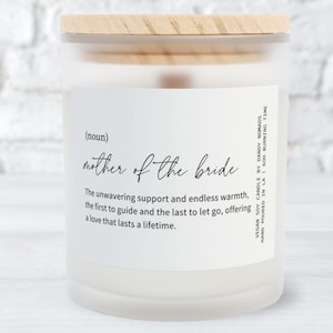 Mother of the Bride Scented Candle, Gift for Mother of Bride, Gift Bridal Party, Mom Wedding Gift Bridal Shower Gift from Daughter Bride Mom