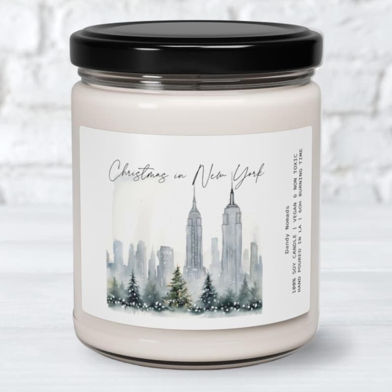 New York Christmas Candle, NYC Holiday Home Decor, Scented Candle Gift