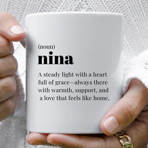 Nina Coffee Cup, Gift for Nina, Definition Mug, Madrina Gift, Spanish Godmother Birthday Gift Idea, Nina Christmas Gift, Mug and Coaster Set