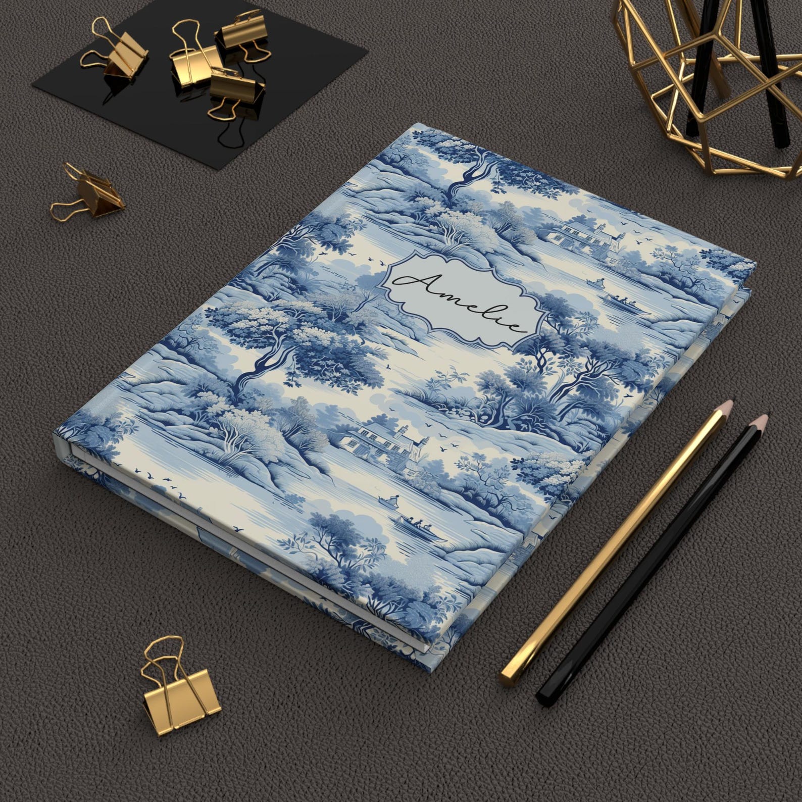 Custom Toile Pattern Journal Personalized Hardcover Notebook, Gift for ...
