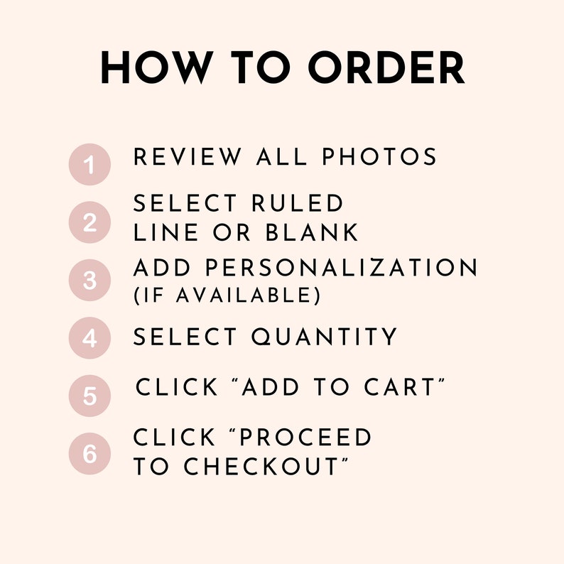 a white poster with a list of items to order