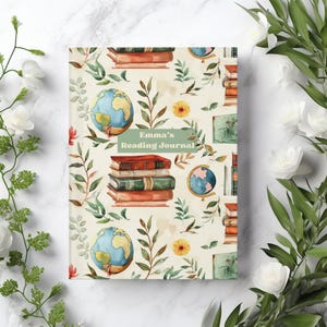 Custom Reading Journal Gift for Book Lover, Personalized Book Club Gift, Reading Tracker Notebook, Blank Reading Planner Book Review Journal