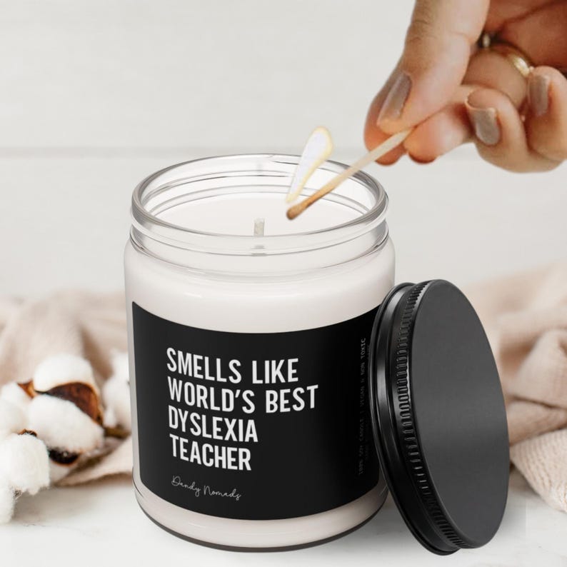 Dyslexia Teacher Candle, Reading Teacher Gift Idea, Dyslexia Specialist Appreciation image 2