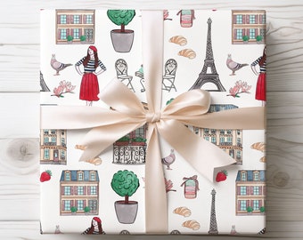 Paris Wrapping Paper, Parisian Themed Birthday Wrapping Paper